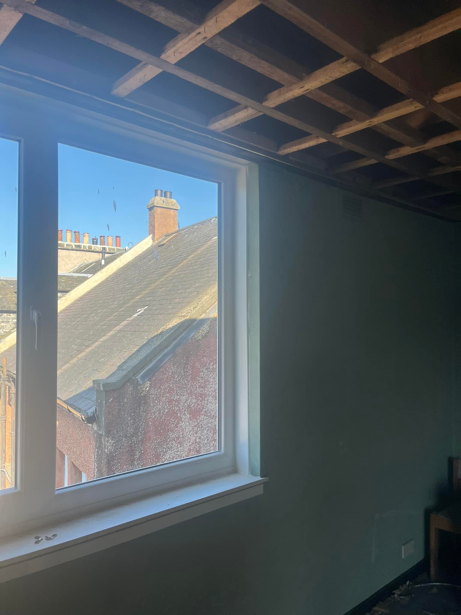 Case windows from the inside of new building